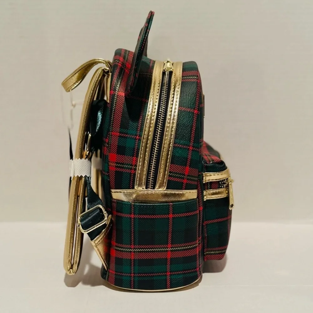 Loungefly Disney NWT Mickey Holiday Plaid Mini Backpack - Picture 4 of 8